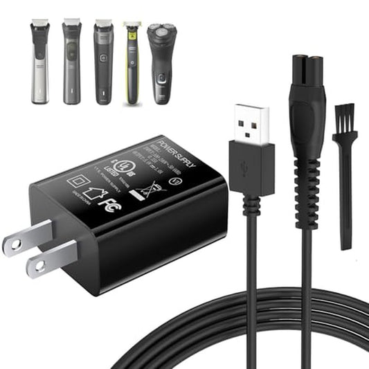 5V UL Charger for Philips Norelco OneBlade MG9525 MG9520 MG5910 QP1424 QP1624 MG5950 MG5940 MG5930 MG5920 BT3238 BT3234 PQ888 PQ889 QP1324 QP2724 X3001 QP2834, 360 Hybrid Face Shaver Cord