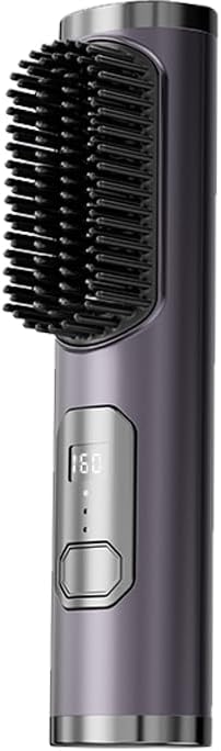 Cordless Hair Straightener Brush - Portable 4-in-1 Ionic Straightening Tool | Fast Heating, Anti-Scald, LED Display