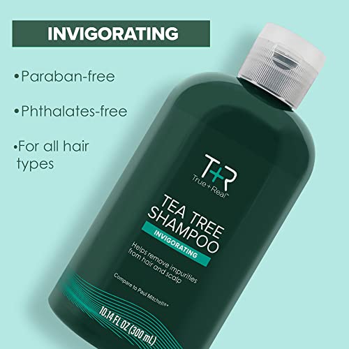 True+Real Tea Tree Shampoo - Invigorating Scalp Care, 10.14 oz