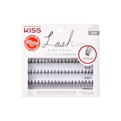 KISS Venus Lash Couture Faux Mink 60-Cluster False Lashes, Flat-Band & Short/Medium