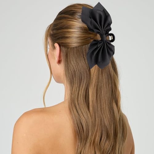 Hadutrek 3PC Bow Claw Hair Clips - Black & White Floral, Paisley