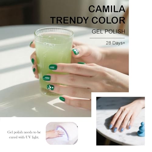CAMILA 6pc Green Gel Nail Polish Set - HEMA & TPO Free Soak-Off UV LED Kit