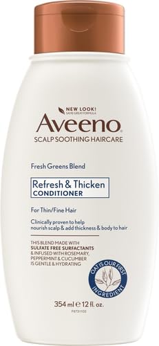 Aveeno Fresh Greens Blend Volumizing Conditioner for Fine Hair, 12 Fl Oz (2 Pack)
