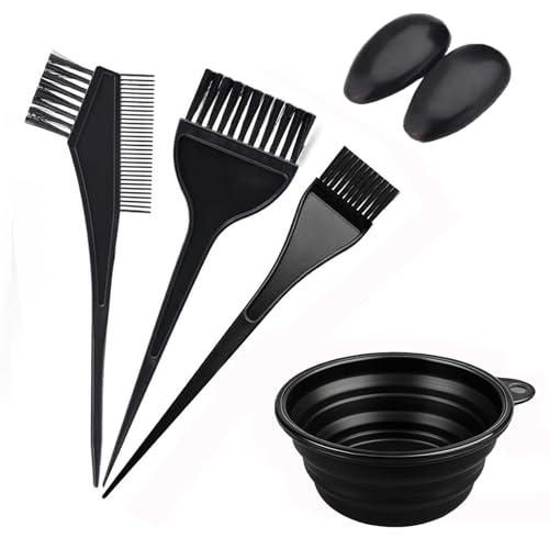 6-Piece Hair Dye Mixing Bowl and Brush Set for Home Use