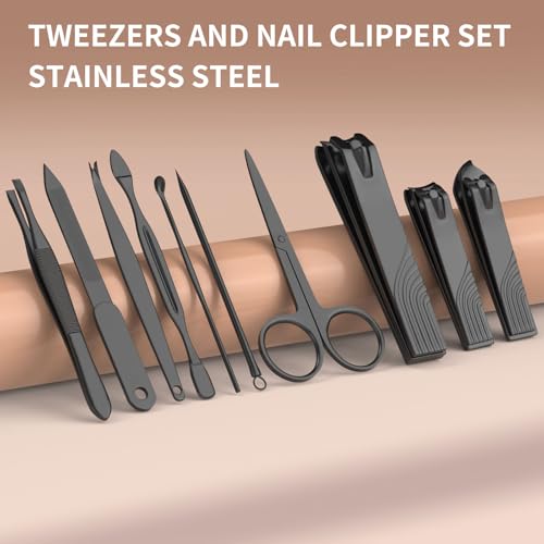 18-in-1 Nail Grooming Kit with Leather Travel Case – Manicure Pedicure Set
