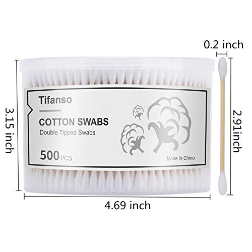 500 Count Wooden Cotton Swabs for Ear Care & Makeup | Tifanso