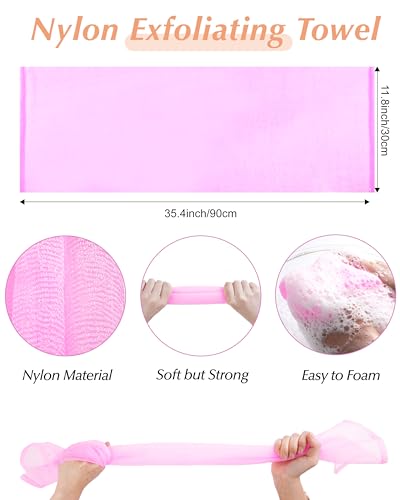 MoHern 6 Pack Exfoliating Washcloths 35 Inch Nylon Body Towels - Solid Color