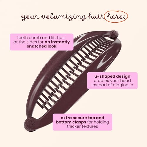 Cobana Banana Clip ? Large 6'' Volumizing Hair Clip for Medium to Thick Hair ? Secure Hold, No Crease, No Breakage ? Hair Accessories for Women, Set of 2 (Black and Brown)