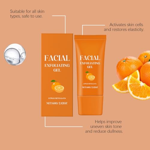 Facial Exfoliating Gel with Orange Enzyme - Hydrating Deep Clean & Skin Rejuvenation (60g, 2pcs)