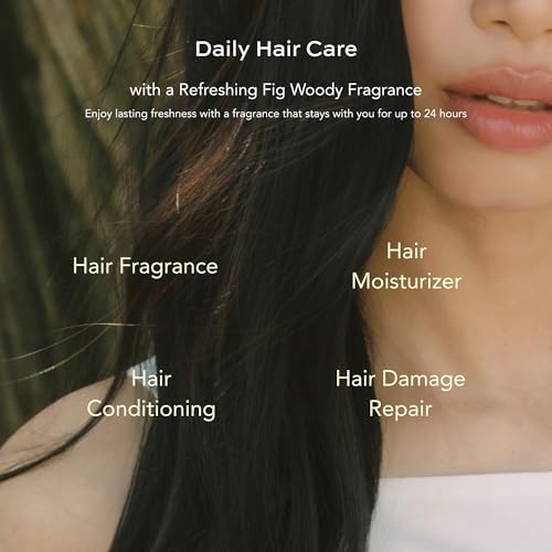 Whipped Vegan Hair Perfume for Women, Long-Lasting Anti-Frizz Gloss with Keratin & Fig, Woody Juicy Scent, Gift & Keychain Set, 0.5 fl oz