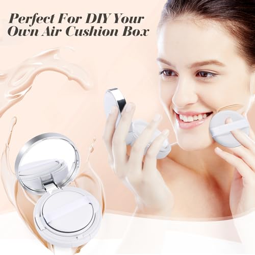 4 Pack Portable Makeup Puff Box with Mirror & Sponge - 15g Liquid/Foundation Container
