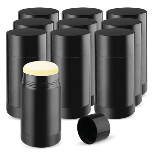 10 Pcs Black Refillable Lip Balm Tubes, 75ml/2.5oz - Bottom Fill