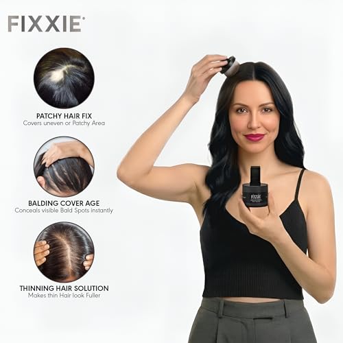 FIXXIE Black Hairline Powder - Root Touch Up, Windproof & Sweatproof Concealer with Mirror & Puff