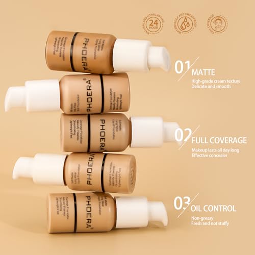 Phoera Full Coverage Matte Liquid Foundation Nude 1 Fl Oz - Mature Skin