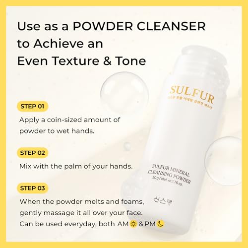 SINSURU Sulfur Mineral Cleansing Powder for Radiant Skin, 1.76 oz