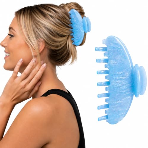 LOVEBELL Blue Sparkle Hair Claw Clip - Large 4" - Strong Hold, Non-Slip Grip