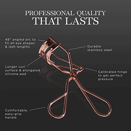 Brilliant Beauty Eyelash Curler - Award Winning Rose Gold Design with Satin Bag & Refill Pads