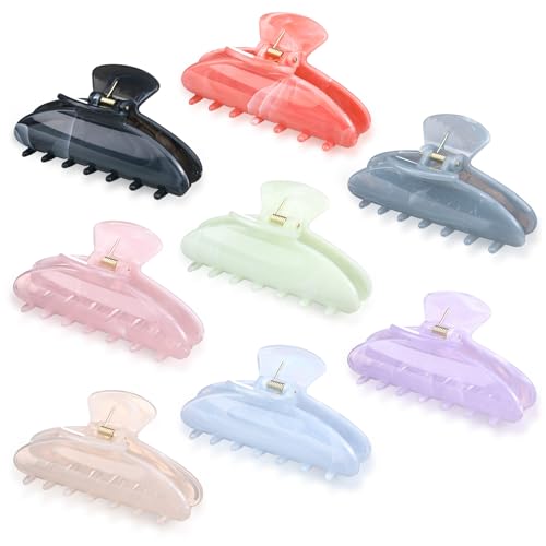 8 Pcs Large Gentle Color Hair Claw Clips - 4.13 Inch French Style