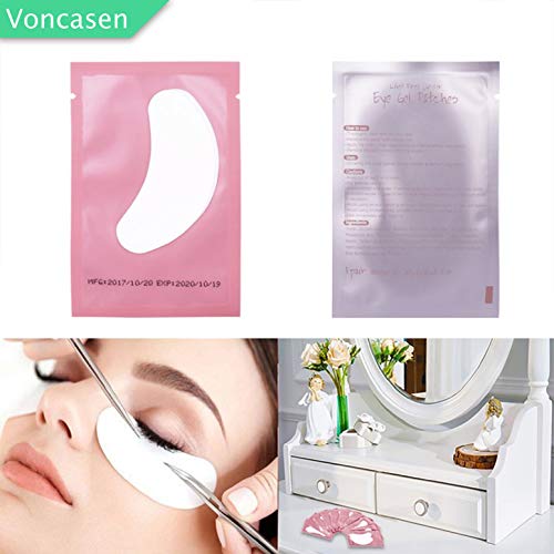 Voncasen 100 Pairs Under Eye Gel Pads for Eyelash Extensions & Skin Care