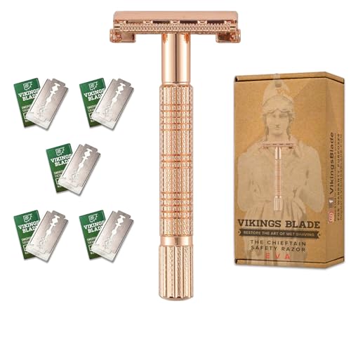 Vikings Blade Eva Safety Razor for Women - Rose Gold, Double Edge Shaver