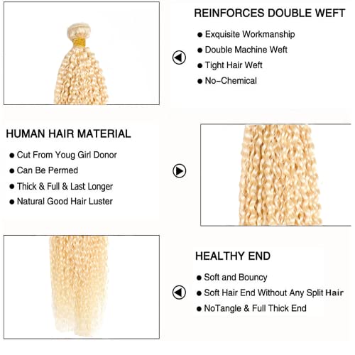 Blonde #613CL Curly Hair Bundles - 18 inch Brazilian Virgin Hair
