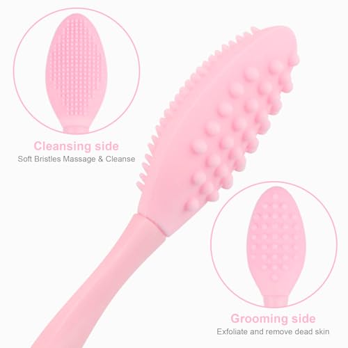 Dual-Sided Silicone Lip Scrub Brush Tool - 2pcs Pink