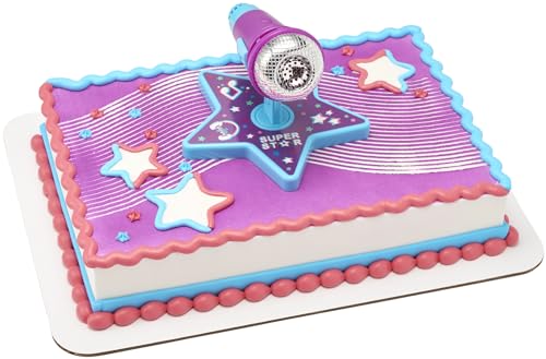 DecoSet Super Star Cake Topper with Echo Microphone - Reusable Birthday Decoration
