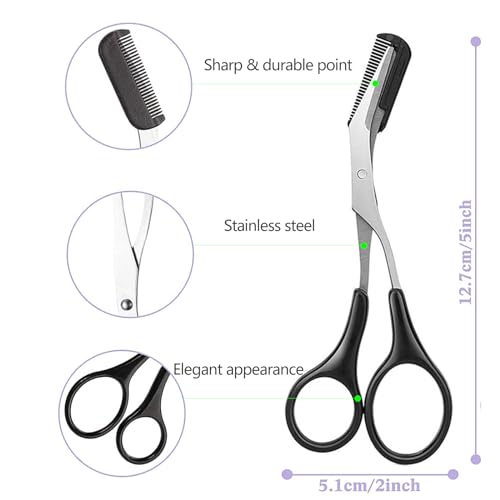 KAJUDA Eyebrow Scissors with Comb - Precision Grooming Kit (3PCS)