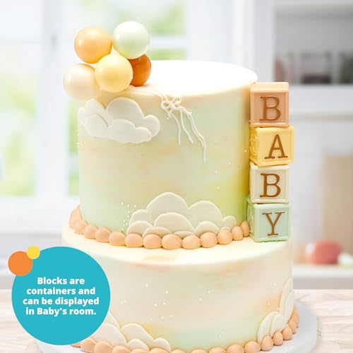 DecoSet Timeless Baby Blocks Cake Topper for 1st Birthday & Baby Showers
