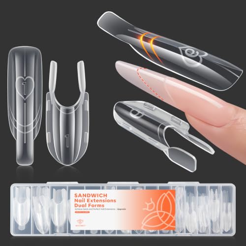 Modelones Almond Oval Dual Nail Forms - 120pcs, No Base Gel Needed