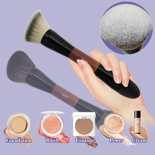 2 Pcs Double Ended Foundation Brush Set for Flawless Makeup
