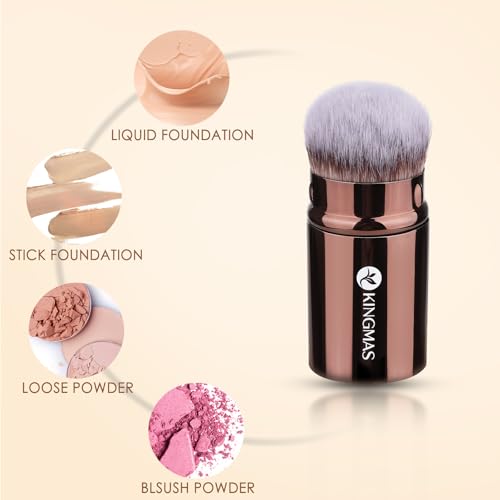 KINGMAS 6-Piece Makeup Brush & Powder Puff Set - Flawless Finish