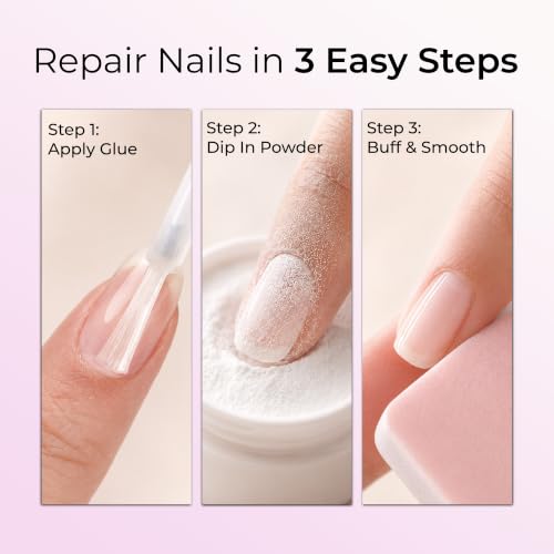 ORLY Nail Rescue Kit for Cracked & Broken Nails - Brush-On Glue, Repair Powder, Buffer
