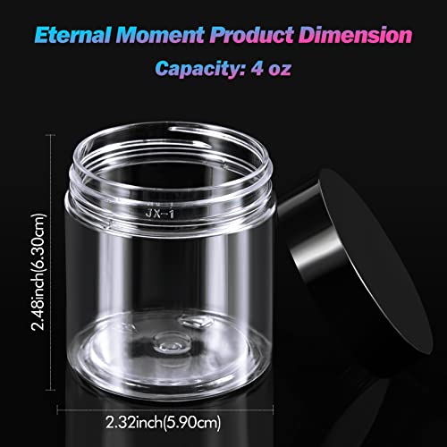 Eternal Moment 36 Pack 4 OZ Plastic Jars Round Clear Cosmetic Container Jars with Lids, Perfect for Lotion, Cream, Ointments, Makeup, Eye Shadow, Rhinestone, Samples, Pot, Travel Storage