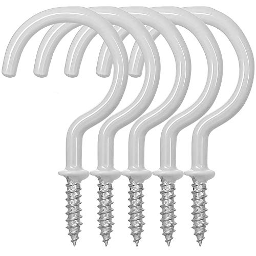 25 Pack Vinyl Coated Ceiling Hooks for Kitchen & Storage - White