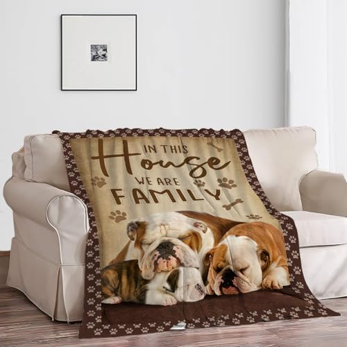 Cozy Bulldog Throw Blanket - Soft Flannel Fleece, 40x50in