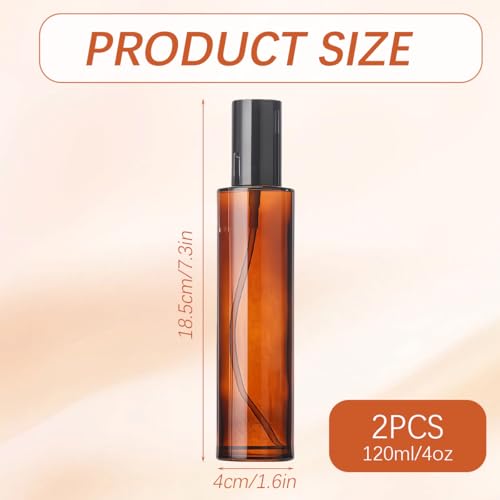 120ml Amber Glass Travel Bottles with Black Pump Dispenser - Leakproof & Reusable