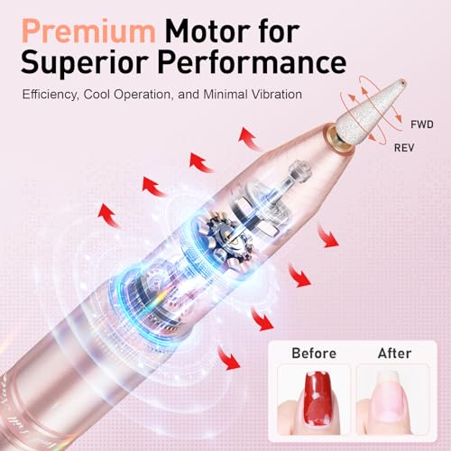 Beloving Cordless Nail Drill - Portable Electric Nail File, Gold