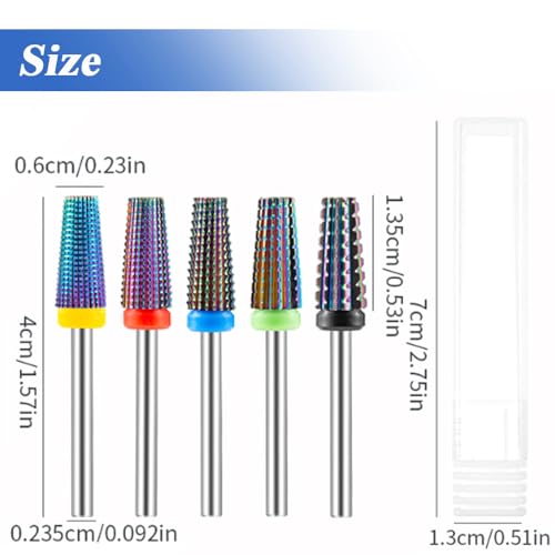 5Pcs Tungsten Steel Nail Drill Bits Set for Acrylic Nails