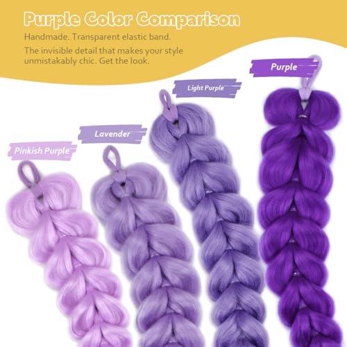 Sangtok 24-Inch Light Purple Braided Ponytail Extension with Elastic Tie