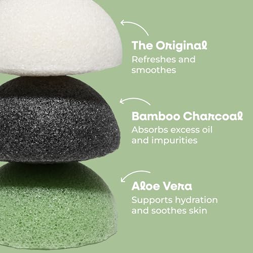 Large Konjac Face Sponge Set - Natural Exfoliating Sponges for Daily Cleansing (3pcs)