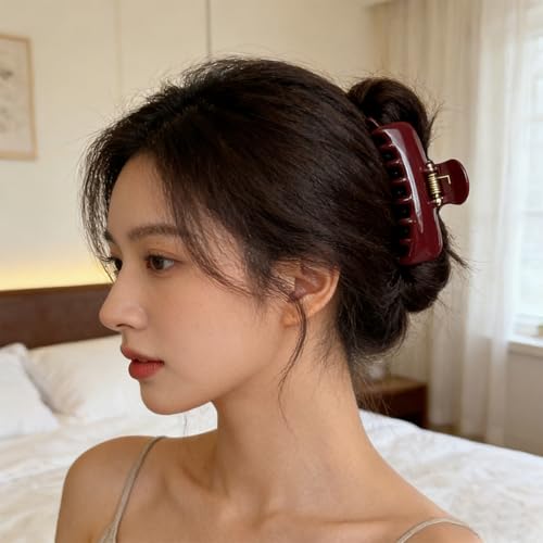 Premium Wine Red Shark Hair Clip for Thick Hair - Strong Hold