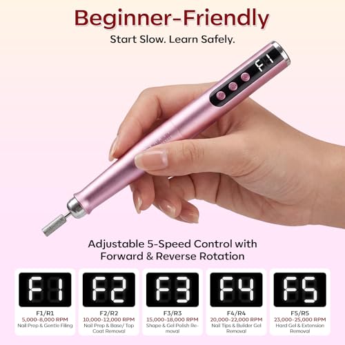 Makartt Cordless Nail Drill for Beginners - 25,000 RPM E-File Kit