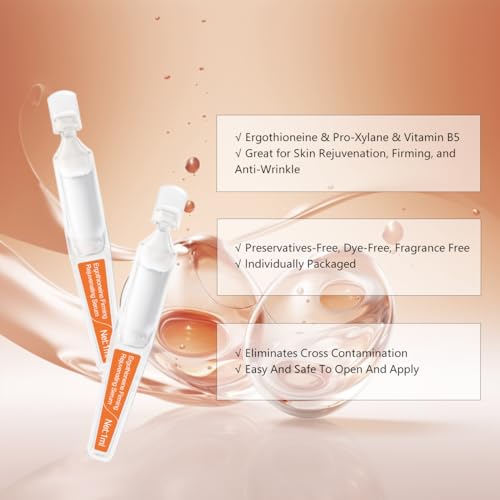 BACHERI Ergothioneine Serum Ampoules 0.03 Fl Oz - Pack of 15 for Anti-Aging & Skin Rejuvenation