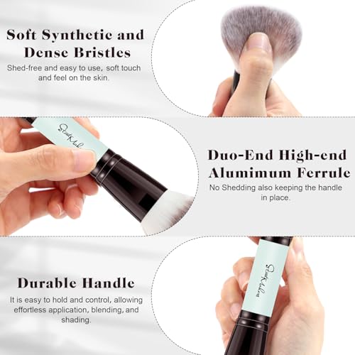 START MAKERS 5-Piece Dual-Ended makeup brush set (Black Gold + Light Blue) for foundation, contour, concealer, blush, powder & eyeshadow