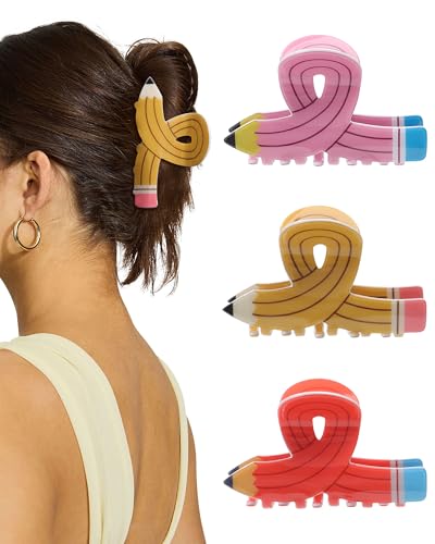 WELROG 3-Pack School-Themed Hair Claw Clips - Fun Designs for All Hair Types