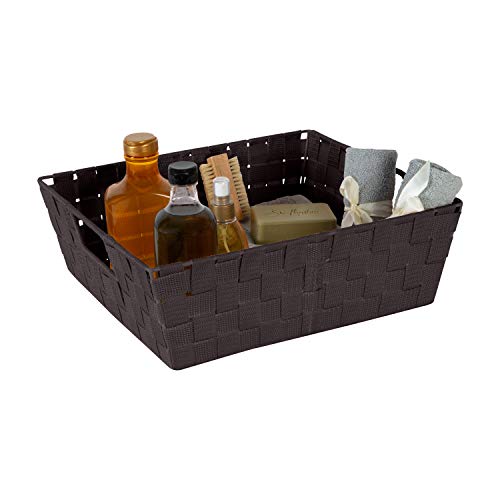 Simplify Large Woven Tote Basket with Handles - Chocolate