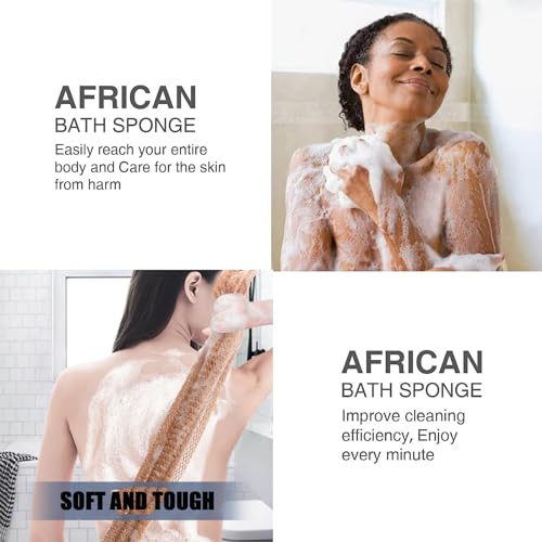 Vottcker 3-Piece African Net Sponge Bath Set Brown – Exfoliating Mesh Washcloths for Face, Back & Body