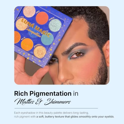 LUNA MAGIC Cosmopolitan Eyeshadow Palette - 9 Pigmented Matte & Shimmer Shades for Deep to Light Skin Tones, Vegan & Cruelty-Free