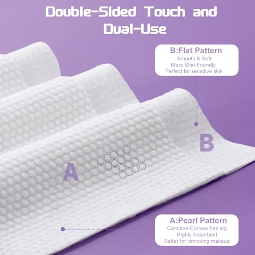 LRCXL 400 Count Disposable Face Towels - Soft Cotton Dry Wipes for Makeup Removal & Cleansing